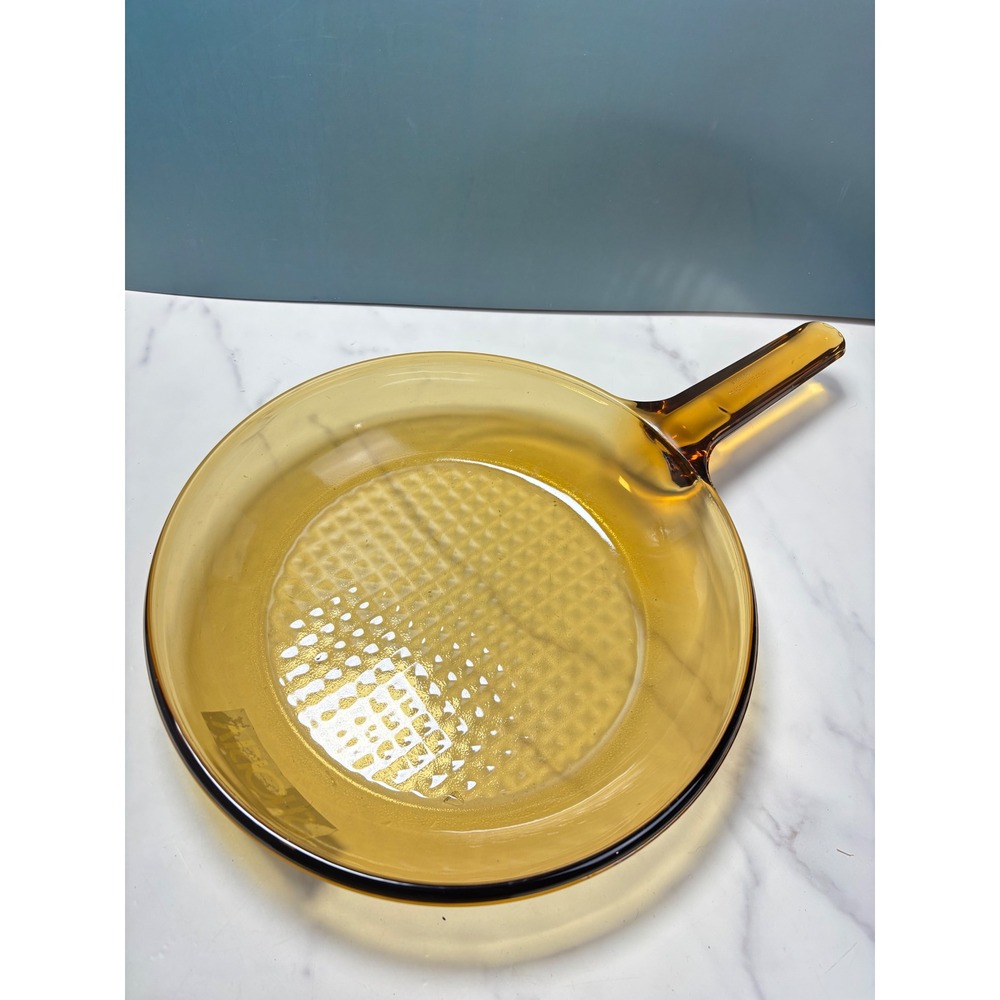 Vintage Visions by Corning Brown Glass Skillet 10 Inch Waffle Bottom France